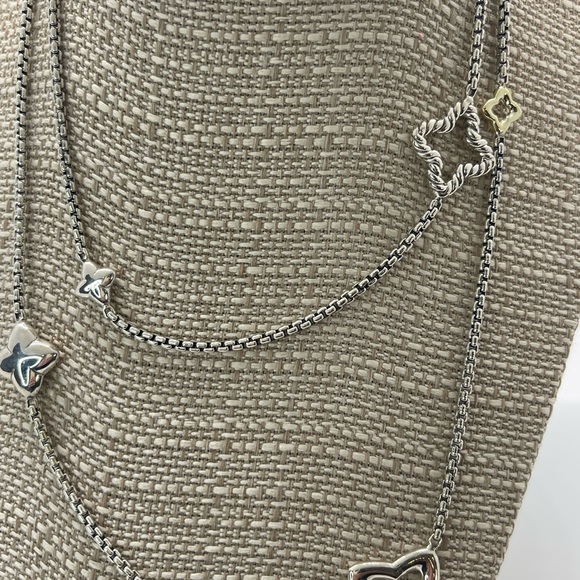 David Yurman Quatrefoil Box Chain Necklace, Silver and 14k Gold - Picture 3 of 16